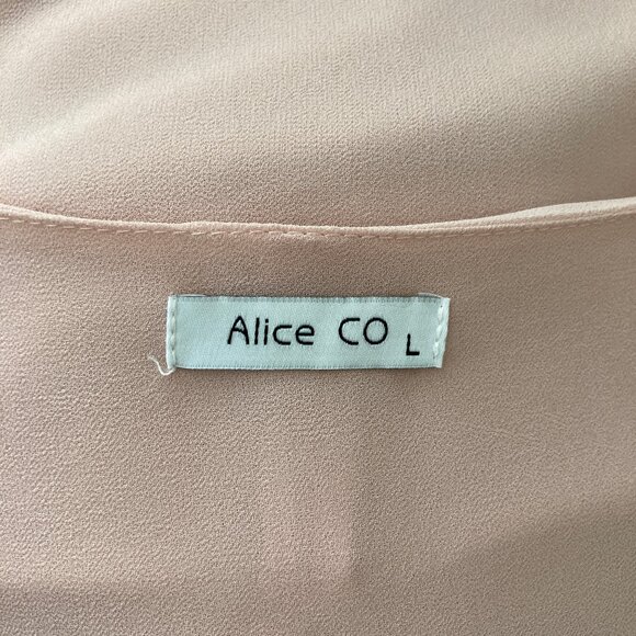 Alice Co Dusty Pink Feminine Short Sleeve Double Layer Blouse Large - Picture 6 of 6